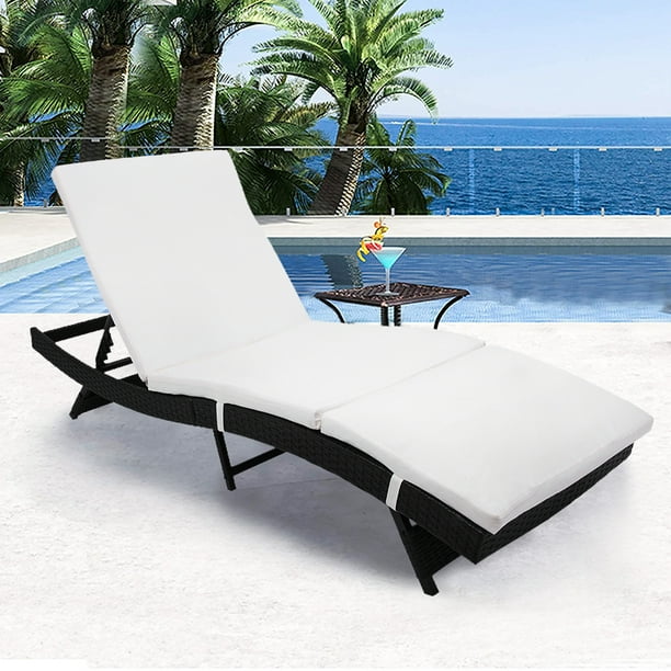 UHOMEPRO Outdoor Chaise Lounge, Patio Reclining Chaise Lounge Chair