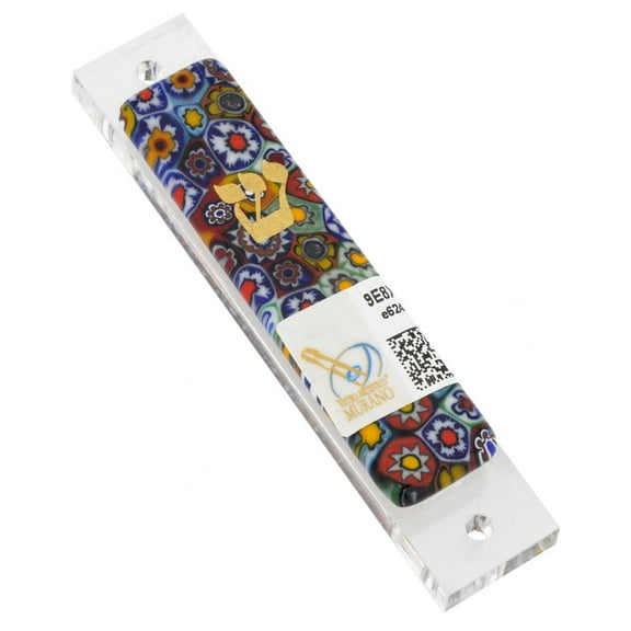 GlassOfVenice Murano Glass Mezuzah - Multicolor Millefiori