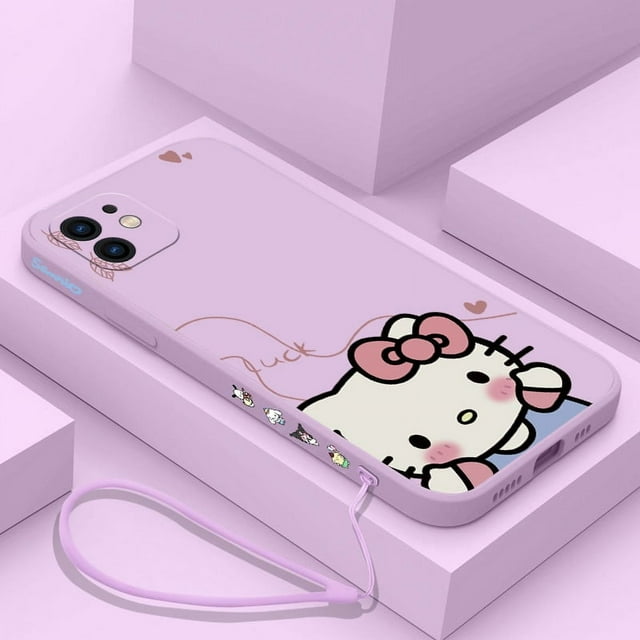 Cute Hello Kitty Phone Case For iPhone 15 14 13 12 11 Pro Max Mini X XR XSMAX SE 8 7 6S Plus Soft Liquid Silicone Cover RJ