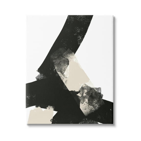 Stupell Industries Bold Black Shapes Curved Stripe Abstract Painting Graphic Art Gallery Wrapped Canvas Print Wall Art, Design by Brandon Wong