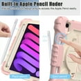 thumbnail image 4 of Dteck Kids Case for iPad mini 6 8.3 inch with Pencil Holder, Rotating Hand Strap Kickstand Shockproof Protective iPad mini 6th Gen Cover with Shoulder Strap, Rosegold+Beige, 4 of 7