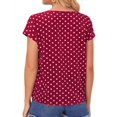 thumbnail image 4 of TWZH Women Dots Print Hollow Out Deep V Neck Short Sleeve Summer T-Shirt, 4 of 4