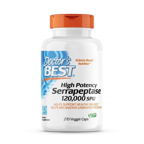Doctor's Best High Potency Serrapeptase, 120,000 SPU, 270 Veggie Caps