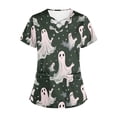 thumbnail image 5 of Puntoco Top de lactancia informal con cuello en V, manga corta y estampado de Halloween para mujer, 5 of 5