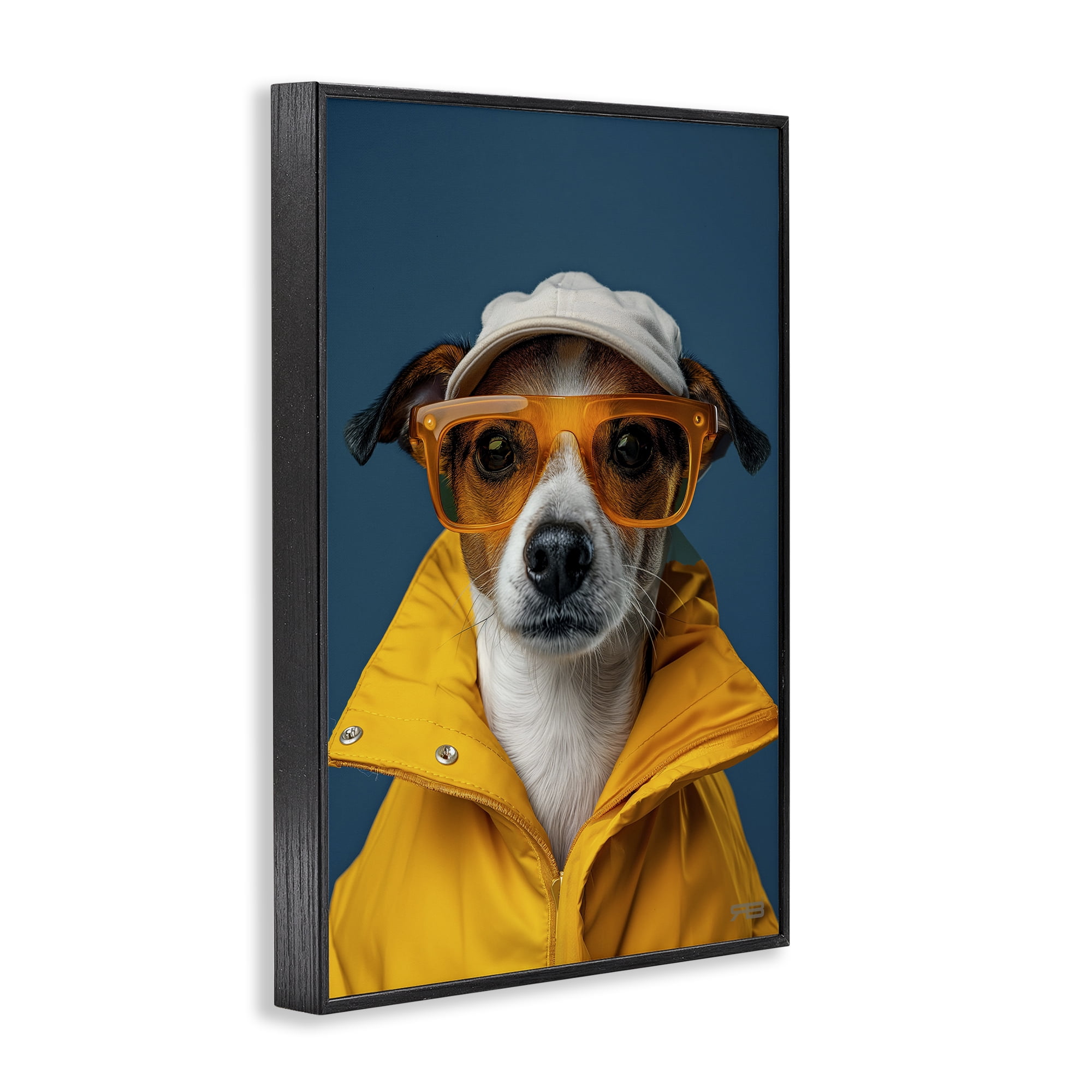 Stupell Industries Trendy Dog Friend Animals & Insects Painting Black Framed Art Print Wall Art, 12 x 18