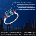 thumbnail image 2 of Gem Stone King 10K White Gold London Blue Topaz and Red Created Ruby 3 Stone Engagement Ring for Women (2.15 Cttw, Cushion 7MM, Gemstone November Birthstone, Size 9.5), 2 of 6