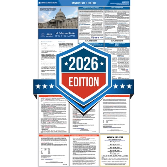 Corporate Labor Law Posters :: 2026 Hawaii State & Federal Labor Law Posters - All in one [Plain Paper-English]