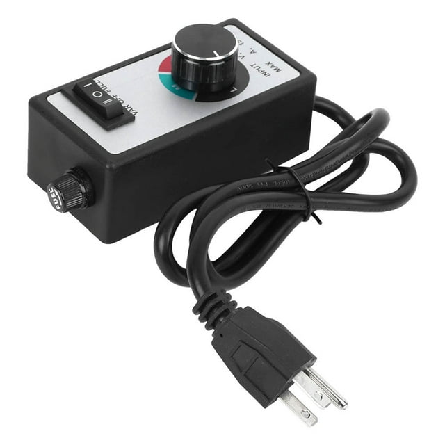 "1800W Adjustable Speed Fan Controller with 1M Cable for Hydroponic Ventilation - Built-in Grounded Outlet & Metal Clamp"