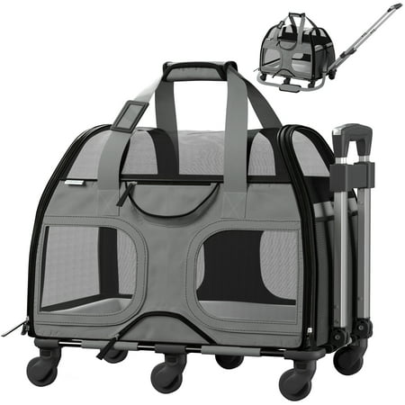Katziela Luxury Rider PRO Pet Carrier with Removable Wheels and Double Telescopic Handle