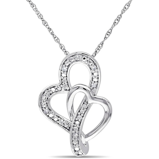 White gold double heart necklace Outlet