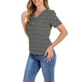 thumbnail image 4 of INSPIRE CHIC Women's Printed Tie V Neck Short Sleeves Straight Loose Blouse Tops, 4 of 5