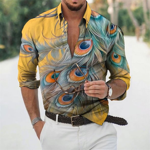Camisas con estampado 3D de pavo real estilo callejero camisa de moda de verano para hombres y mujeres blusa de manga larga con diseños geniales camisa coreana para mujeres