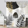 thumbnail image 4 of Boho Mid Century Shower Curtain,Abstract Minimalist Geometric Gold Black Leaves Aesthetic Modern Bathroom Curtain, Fabric Polyester Shower Curtain Decor Set with Hooks 72X84in, 4 of 6