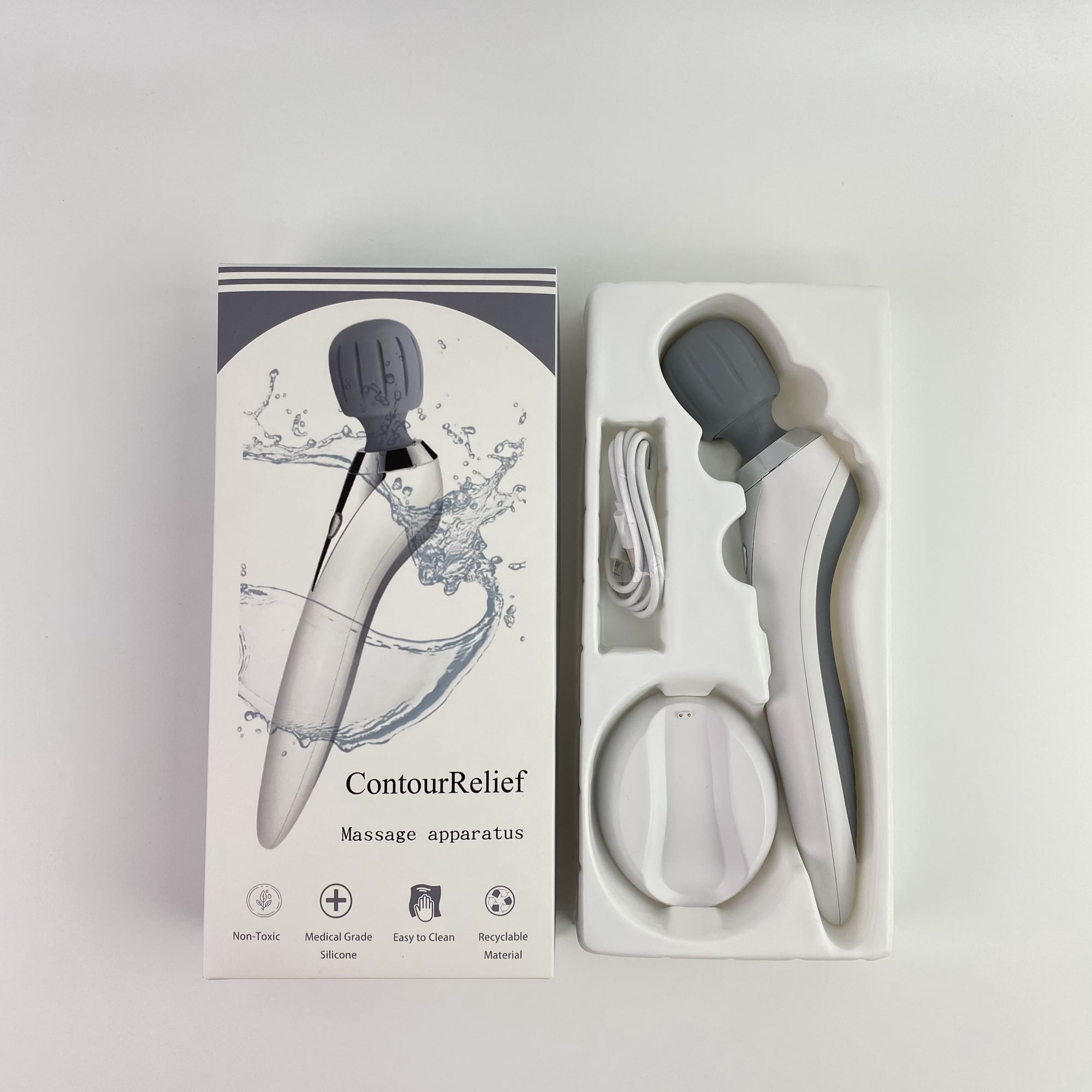 ContourRelief Massage apparatus,Handheld Cordless Personal Wand Massager, Deep Tissue Muscle Massager for Neck Back Shoulder Waist Leg Feet