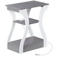 thumbnail image 4 of HomGarden Arc End Table Set of 2 W/Charging Station, 3 Tier Sofa Side Table W/USB Ports & Storage Shelf for Living Room, Bedroom, Gray, 4 of 6