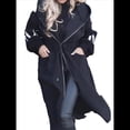 thumbnail image 3 of Chaqueta Cortavientos de Punto con Capucha y Larga para Mujer, de Gran Tamaño, Informal, con Cordón Ajustable en la Cintura y Cremallera. Negro L, 3 of 7