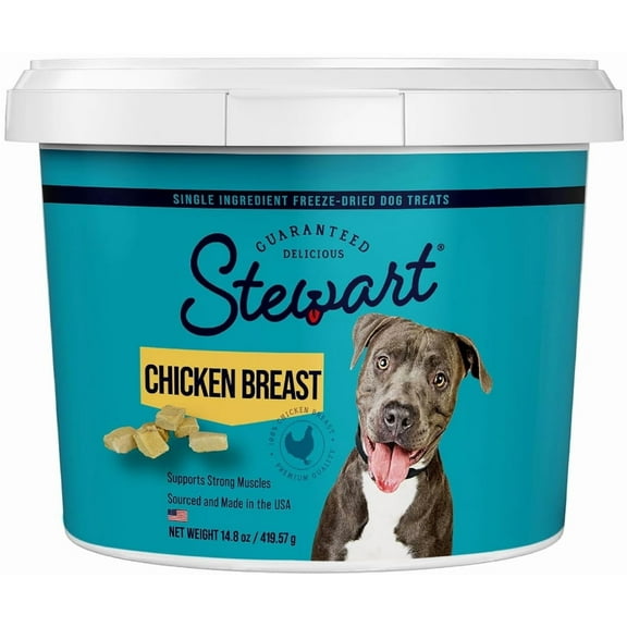 Stewart Freeze Dried Chicken Breast Treat Resealable Pouch [Dog Natural Treats, USA Dog Treats, New Dog Supplies, Stewart, Dog Supplies] 14.8 oz
