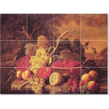Ceramic Tile Mural-Severin Roesen Flowers Tile Mural Interior Remodeling Idea 17" w x 12.75" h using (12) 4.25 x 4.25 ceramic tiles