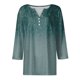 thumbnail image 5 of Camiseta de Mujer Camiseta Estampado Botón Manga 3/4 Diario Fin de Semana Moda Básico Cuello en V Top Regular Verde/L, 5 of 5