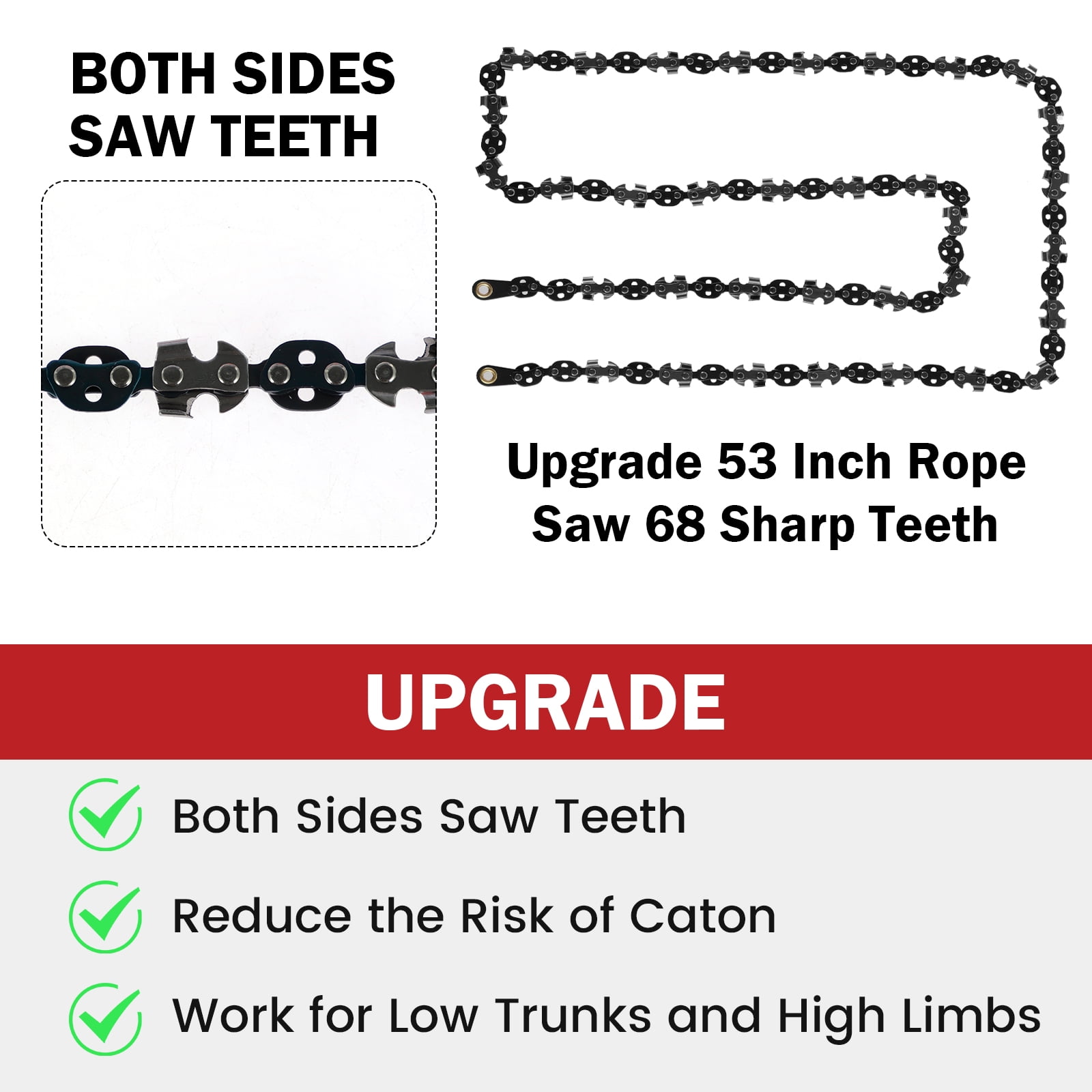 Lzvxtym Tree Limb Rope Saw 53inch 68 Teeth High Limb Hand Rope Chainsaw Portable Hand Chain Saw Folding Limb Cutter Rope Saw