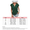 thumbnail image 4 of Camiseta de manga corta con cuello en V para mujer, blusa de manga corta con volantes y botones elegantes a la moda, 4 of 5