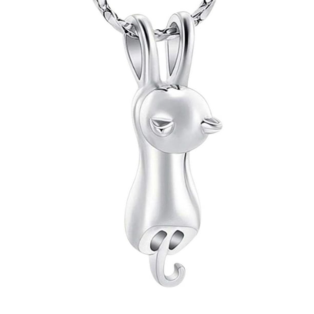 Collar de cremación Zulema con colgante de gato 3D Plata