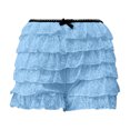 thumbnail image 4 of Women Sexy Ruffle Shorts With Bow Soild Color Party Shorts Short Skirt Low Waist Layered Shorts, 4 of 4