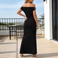 thumbnail image 6 of WRKEKC Bodycon Dresses for Women Solid Off Shoulder Short Sleeve Ruched Bodycon Mini Soft Breathable Fabric Chic, 6 of 6