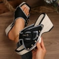 thumbnail image 4 of Mostsola Sandals for Women Square Toe Pumps Fashion Buckle Platform Sandals Beach Shoes, 4 of 9