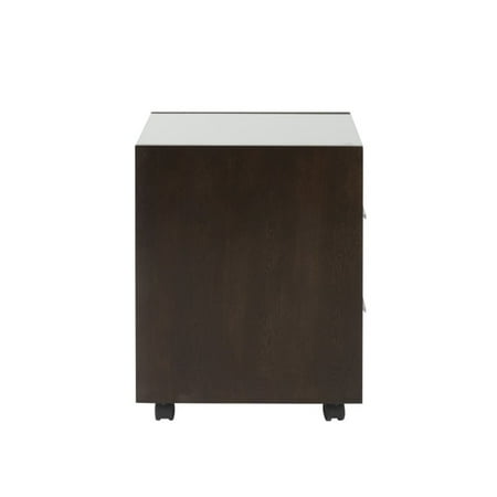 Ballard Office Set - Eurostyle Ballard 2 Drawer File Cabinet in Wenge and Silver Glass