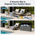 thumbnail image 3 of 130 Gallon Resin Deck Box, Outdoor Lockable Storage Container for Patio Cushions, Garden Tools, Pool Supplies, Toys, Water Resistant and UV Resistant, Reinforced Rib Design, Gray, 3 of 5