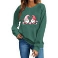 thumbnail image 5 of Womens Valentine's Day Gnome Sweatshirt Cute Oversized Shirt for Her, Soft Graphic Print Crewneck Sweater Casual Gift Loungewear, Dark Green,Size XS, 5 of 6