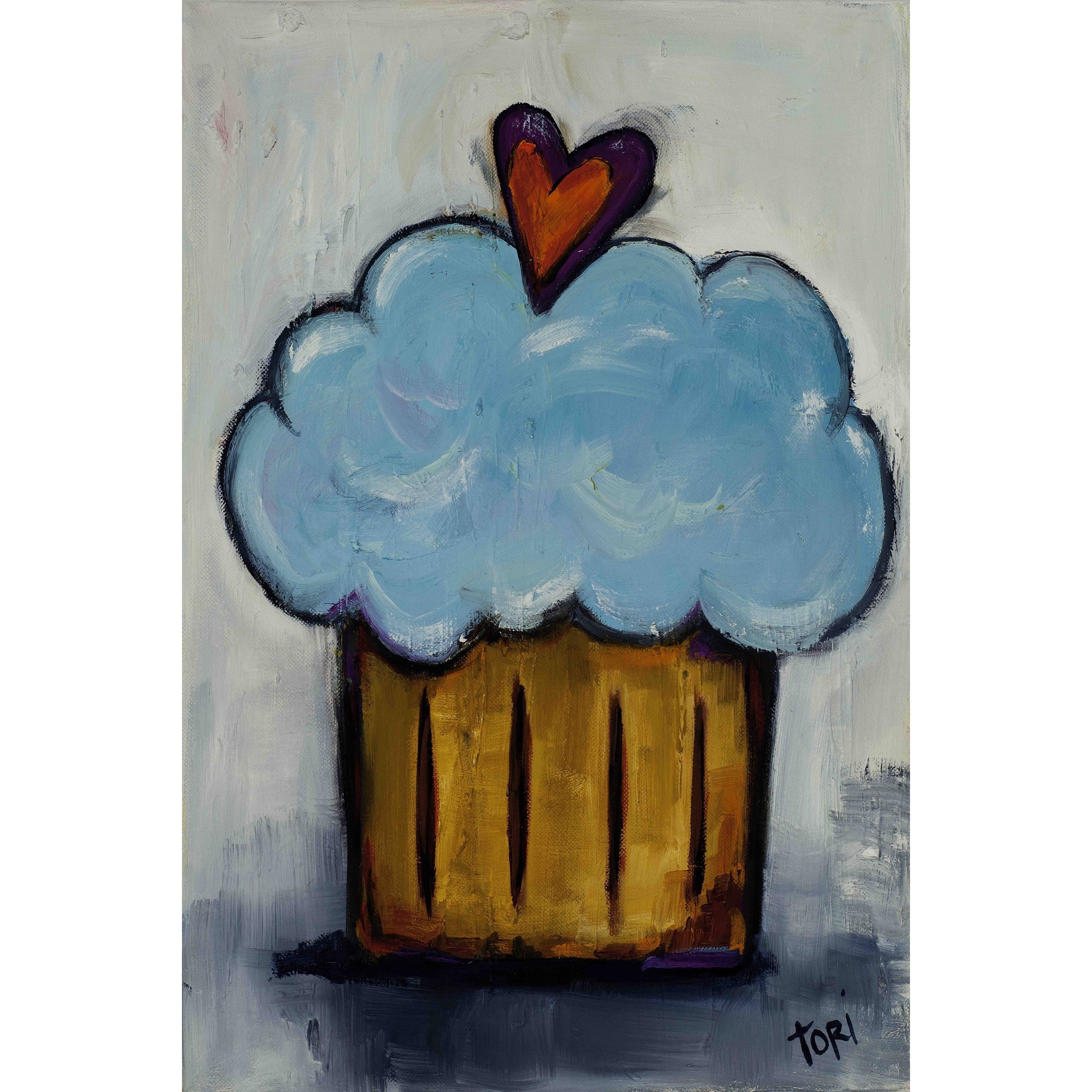 Marmont Hill 'Blue Cupcake' by Tori Campisi Painting Print on Wrapped Canvas