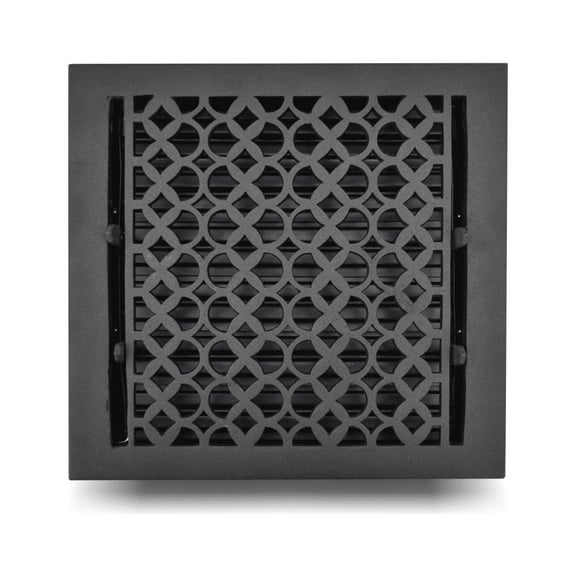 Prima Decorative Hardware Cast Iron Floor Register 10" x 10" VR-100 - Black, With holes and matching screws