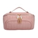 thumbnail image 3 of Bolso de maquillaje de gran apertura para mujer bolso de cuero PU para viaje de negocios en casa (marrón), 3 of 8