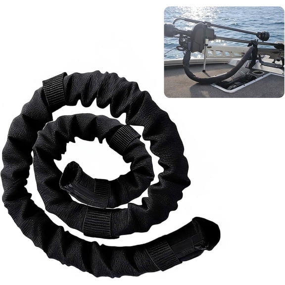 Black 48 Inch Trolling Motor Cable Sleeve, Zippered Cable Sleeve & Outboard Motor Sleeve for Trolling Motor Wire Protection & Management, Fits for Minn Kota MotorGuide Mercury Yamaha