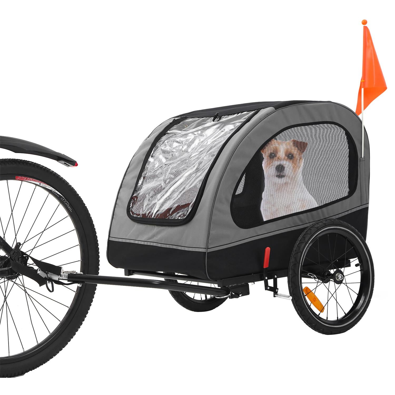 Pefilos 30" Dog Bike Trailer for Small and Medium, Pet Trailer with Suspension, Visibility Flag, Air-Filled Tires, Collapsible Stroller Bicycle Carrier, Gray Pefilos 30" Dog Bike Trailer for Small and Medium, Pet Trailer with Suspension, Visibility Flag, Air-Filled Tires, Collapsible Stroller Bicycle Carrier, Gray