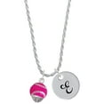 thumbnail image 1 of Delight Jewelry Silvertone Hot Pink Softball with Stitching Spinner Silvertone Script Initial Disc - E - Charm Necklace, 20"+3", 1 of 4
