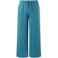 thumbnail image 5 of Women's Linen Palazzo Pants Summer Flowy Temperament Wide Leg Casual Pants with Pockets Drawstring Elastic High Waist Pant, 5 of 5