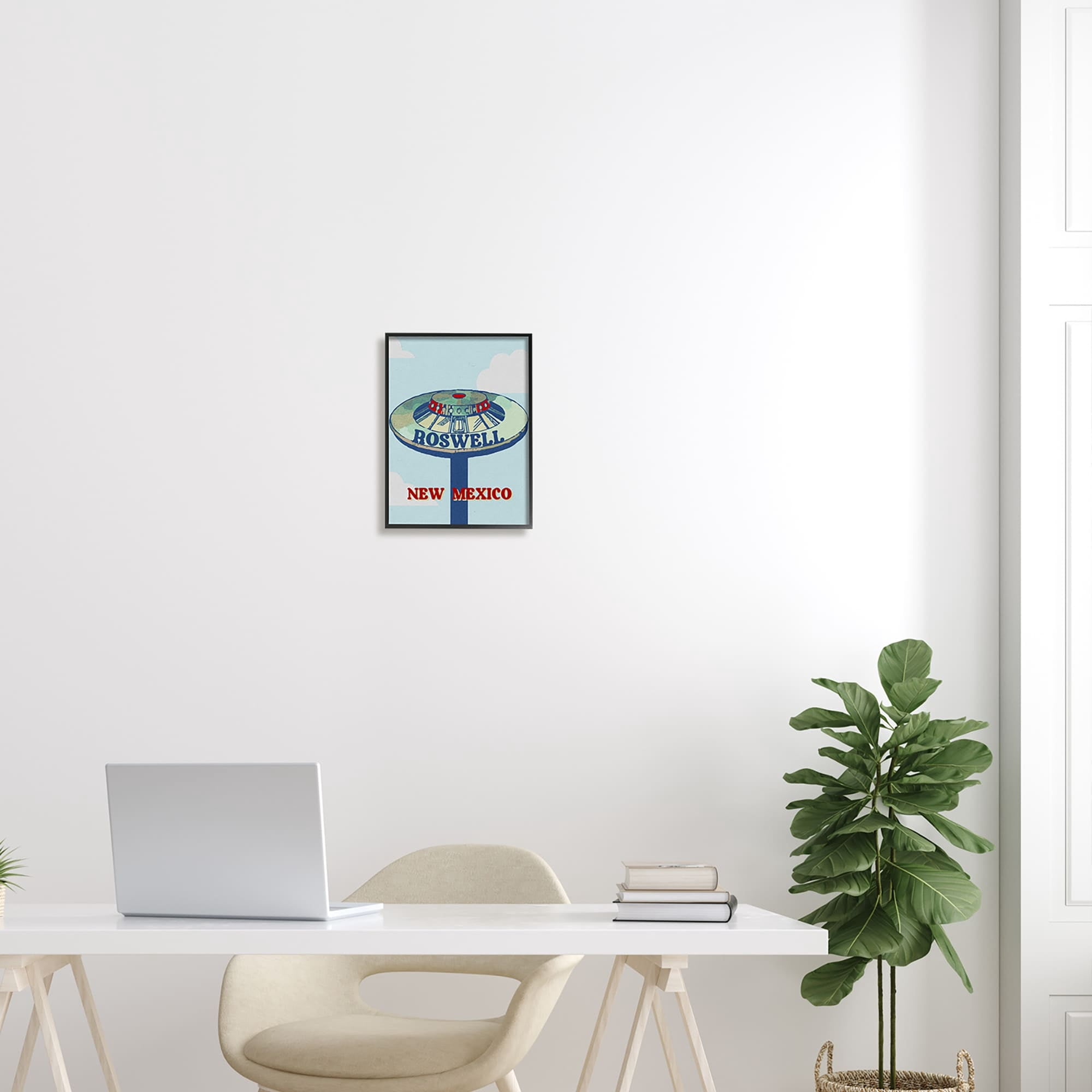 Stupell Industries Roswell New Mexico Vintage UFO Travel & Places Painting Black Framed Art Print Wall Art
