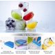 thumbnail image 4 of 3 silicone ice cube trays with removable lids, each with 24 ice cubes for use in the freezer (purple, green, light blue), 4 of 4