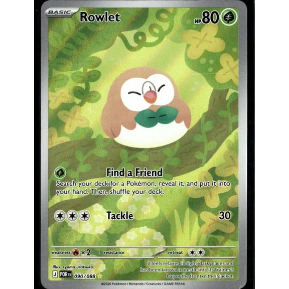 Collectible 2026 Mega Evolution Perfect Order Rowlet Secret Rare Holo #90/88 Trading Card