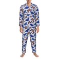 thumbnail image 3 of Salouo Butterflies1 Print Button-Front Long Sleeve Pajama Set for Men, Soft 2Pjs Men's Long Sleeve Sleepwear-Large, 3 of 7