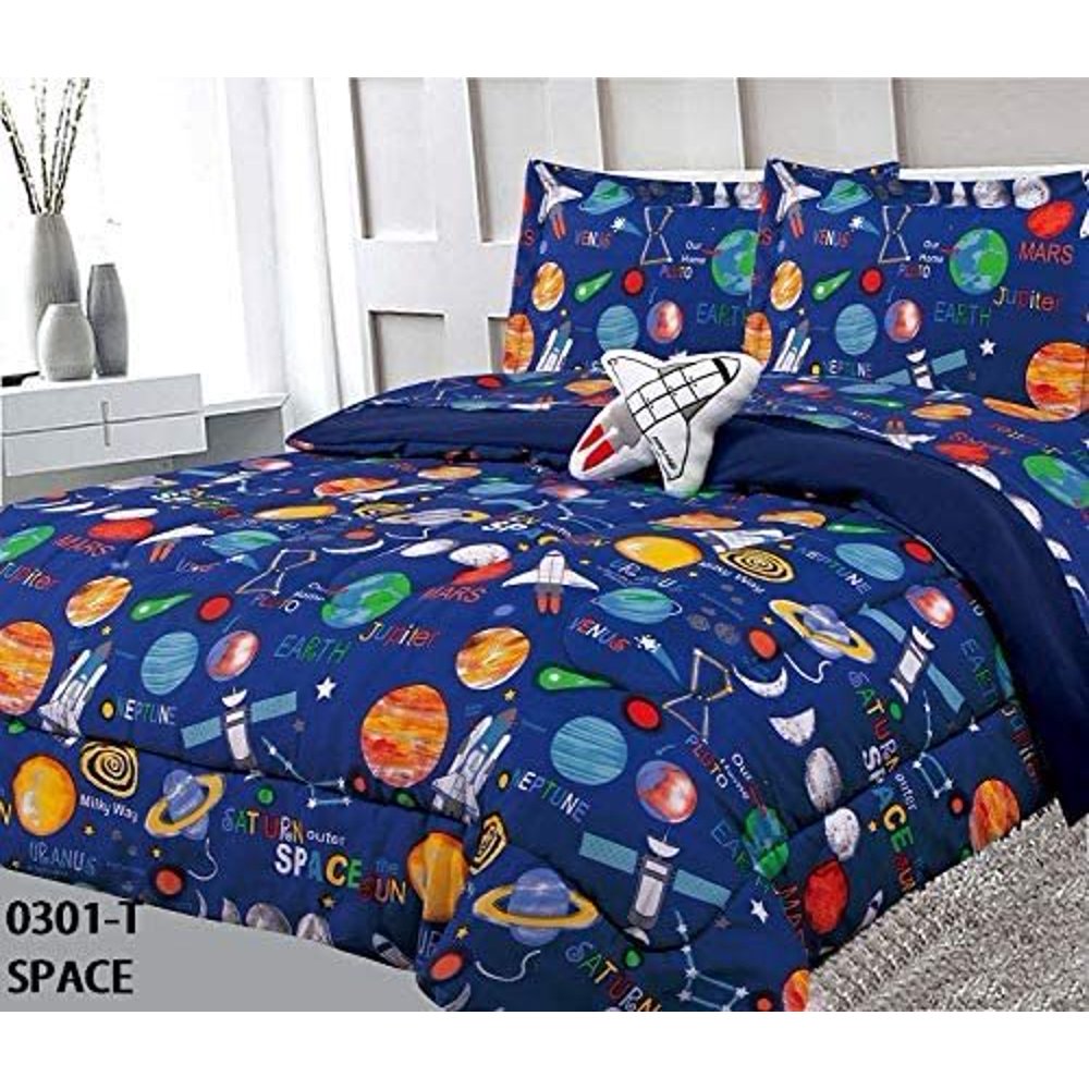 8 Piece Full Size Kids Boys Comforter Set Bed in Bag with Shams, Sheet
