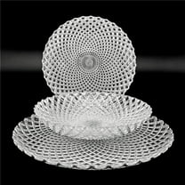 Red Pomegranate Collection R1258-2 Pavo Gilded Glass Dinnerware Set, Silver - Set of 18