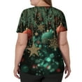 thumbnail image 4 of Dwellite Christmas Scrub Tops Women Xmas Tree Print V Neck Short Sleeve Plus Size Scrubs Medical Uniform Shirts with Pockets Turquoise 2XL, 4 of 5