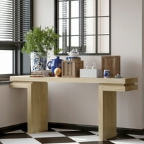 66" Extra Wide Real Wood Veneered Console Table, Minimalist Sofa Table Behind Couch for Entryway, Hallway, Living Room, Home Office, Distressed Oak