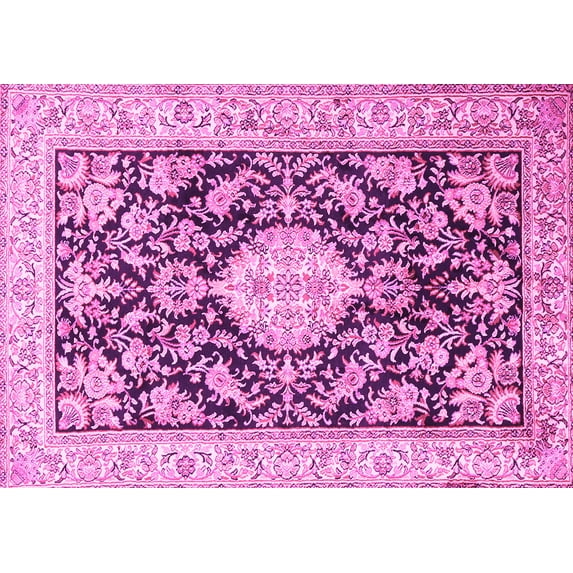 Ahgly Company Indoor Rectangle Medallion Pink Traditional Area Rugs, 6' x 9'