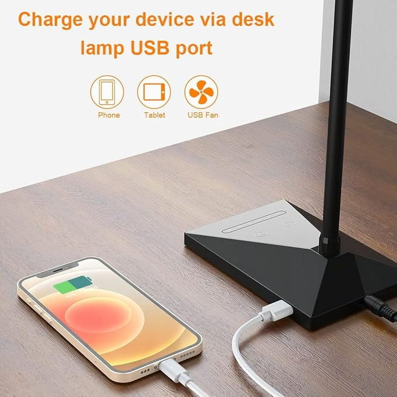RAOYI Selfie Light,7W LED Desk Lamp with Stand Five Touch Dimming Modes Eye-Caring Reading Light Adjustable Neck Clip Night Light,Black