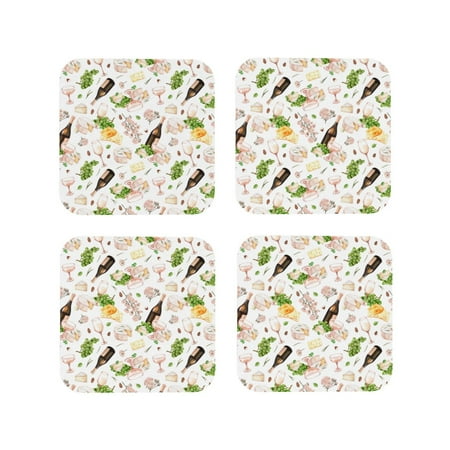 

Leather Coasters Set of 4 - Wine Print No.J933 Lightweight Non-Slip Drink Coasters for Desk Anti-Scalding Desk Cup Coasters for Office Table Decor Square
